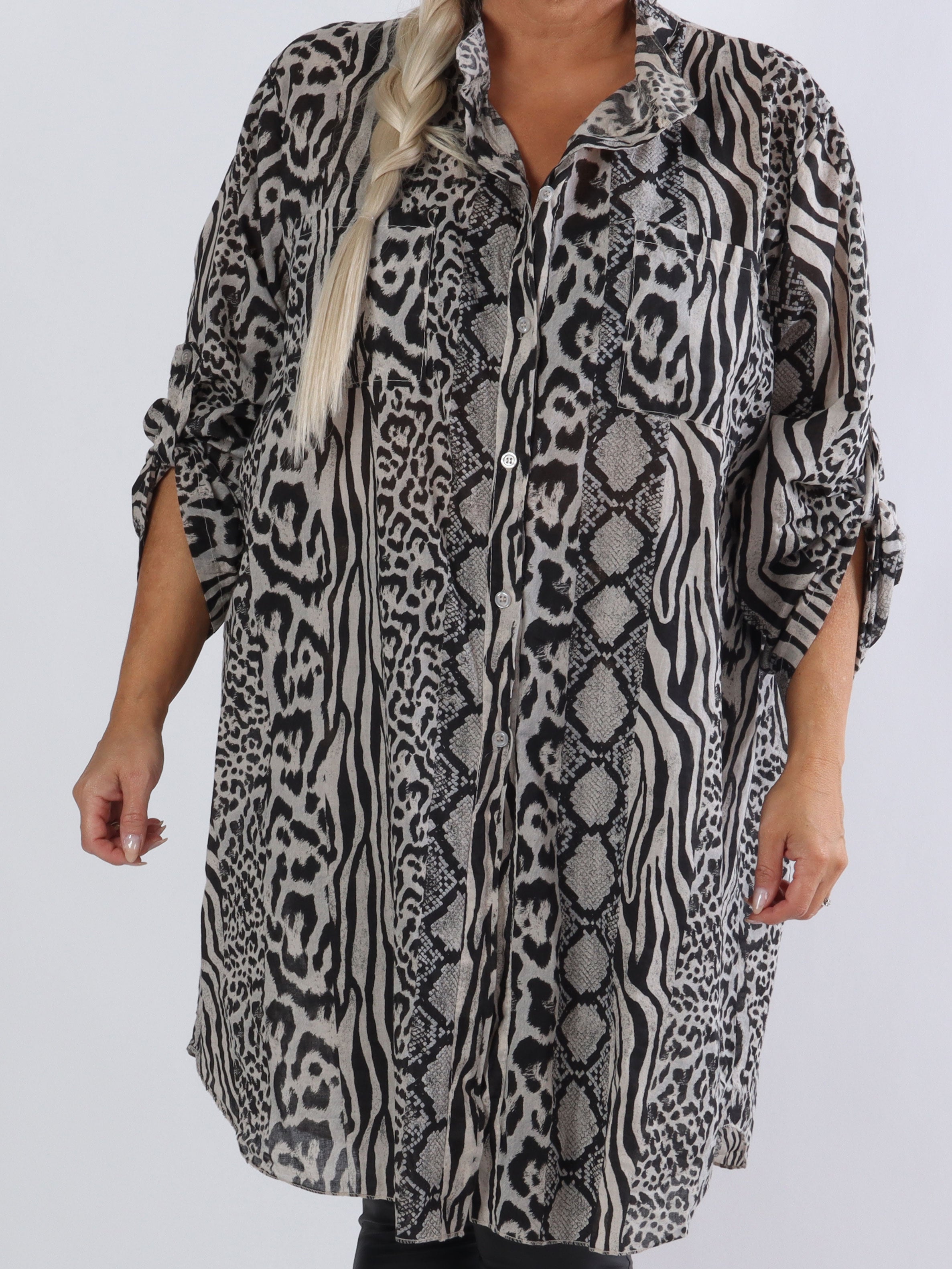 Berna Animal - Plus size skjorte i blandet dyreprint